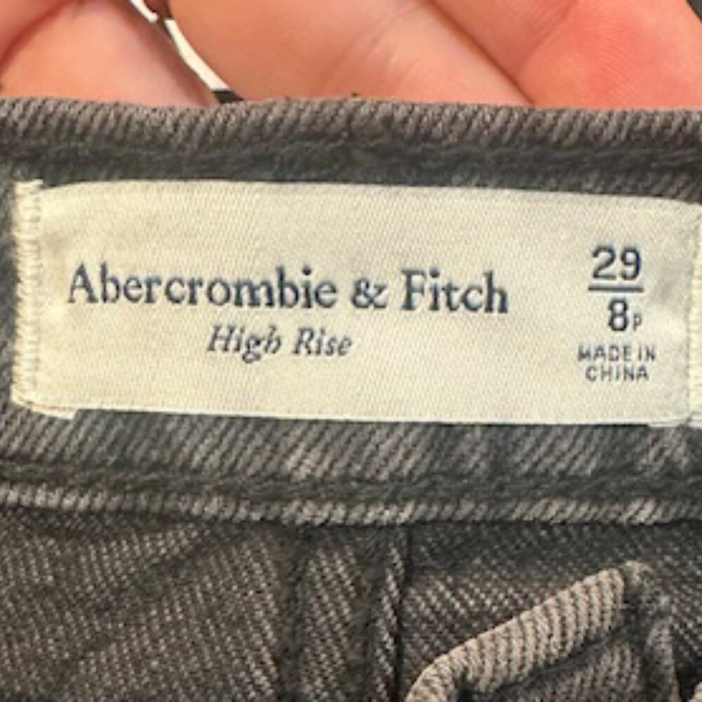 Abercrombie & Fitch Black High-Waist Pencil Denim Skirt with Front Slit - Picture 3 of 4
